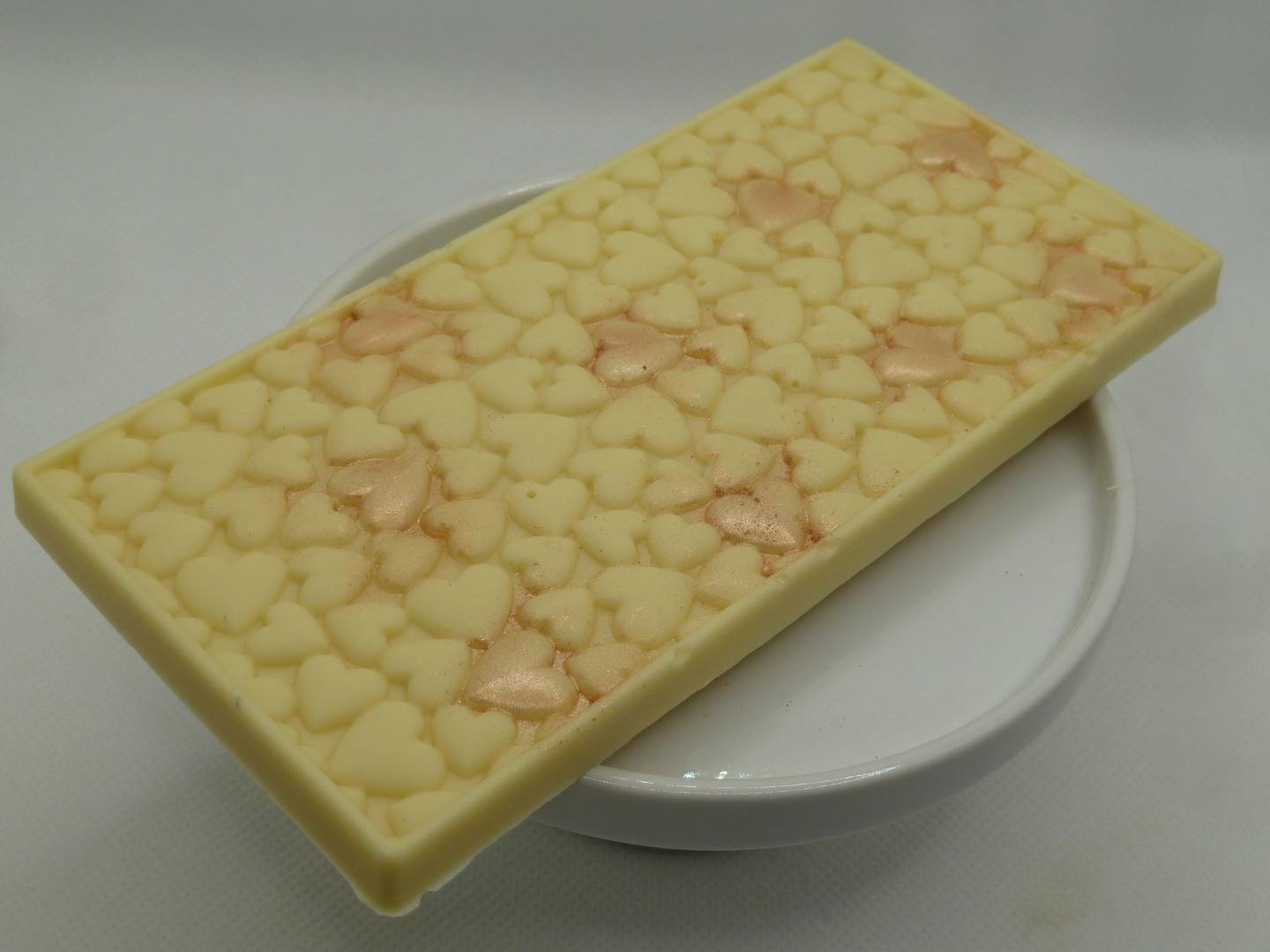 Chocolat Blanc tablette mini coeurs lustre rose gold or - Missys Gourmandises Douces - 02